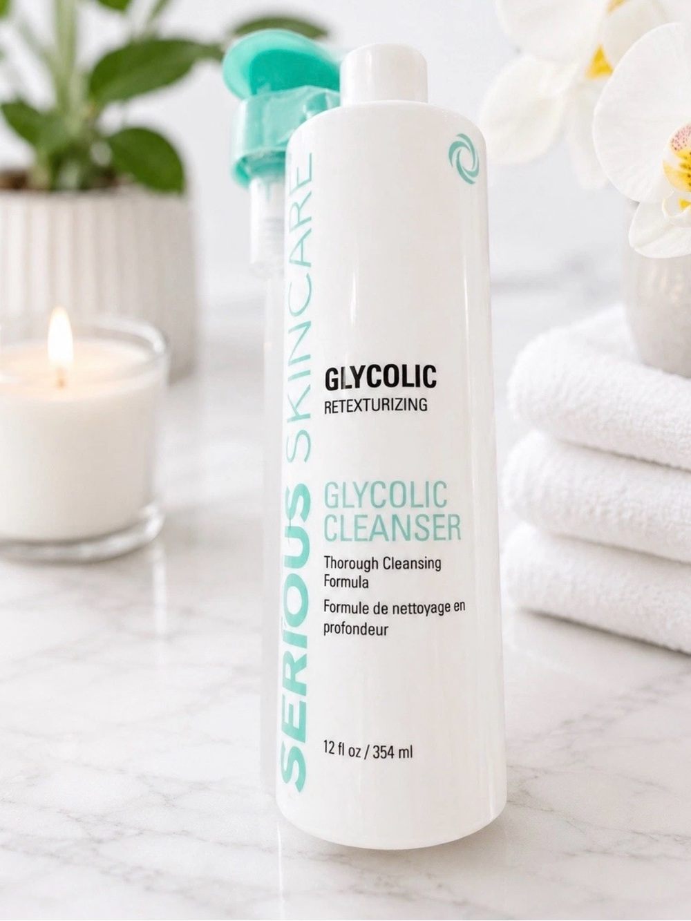 Serious Skincare Glycolic Retexturizing Cleanser 12 oz NEW SEALED + Pump
